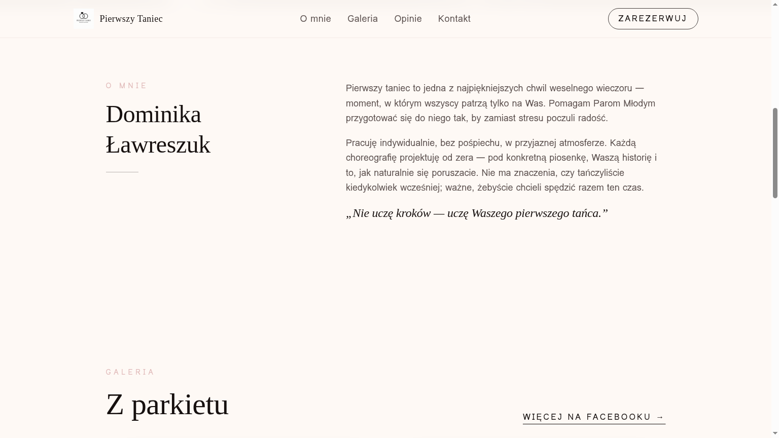 Pierwszy Taniec — sekcja o mnie