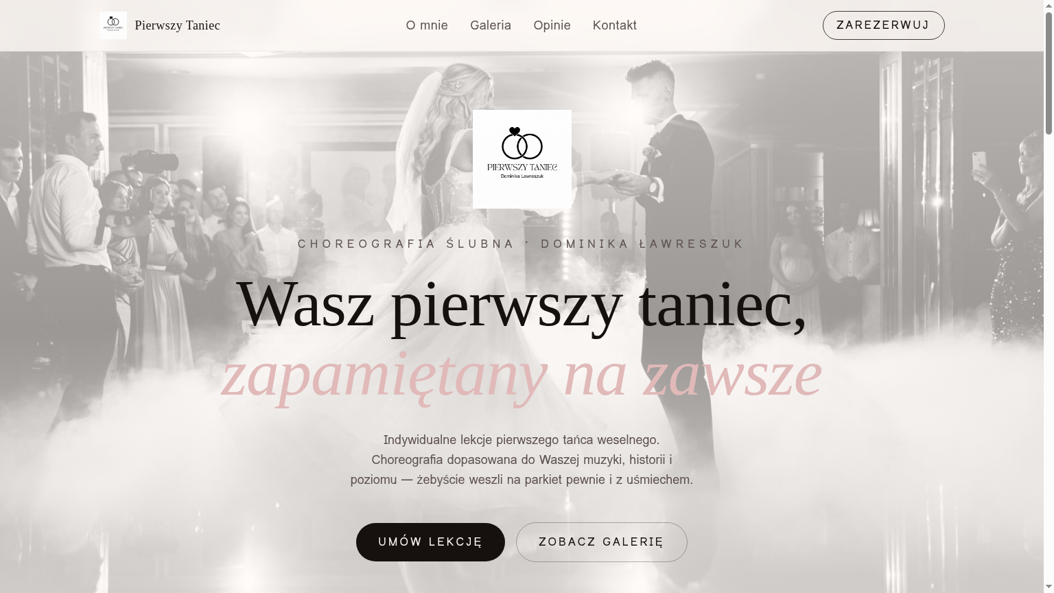 Pierwszy Taniec — sekcja hero strony